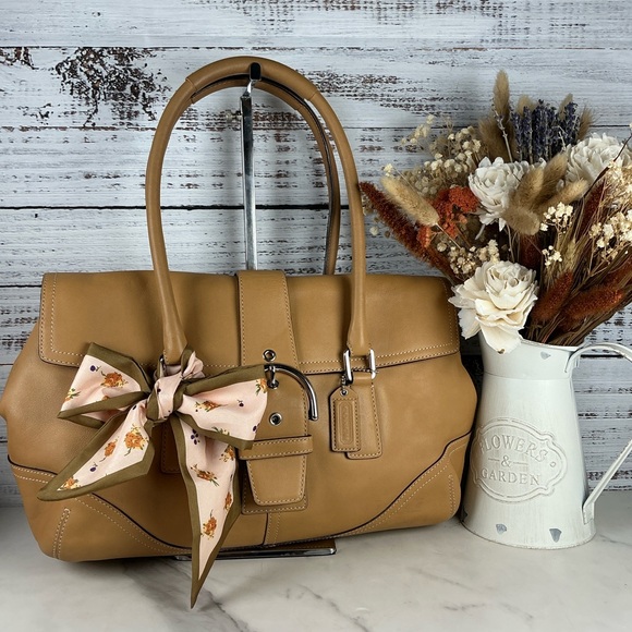 Coach‎ Vintage Hampton Soho shoulder Buckle Bag Camel Tan Leather Satchel Fall - Picture 2 of 15